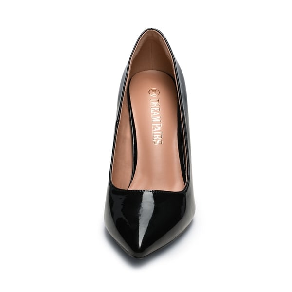 Stiletto Pointed Toe Pumps - BLACK PAT - 2